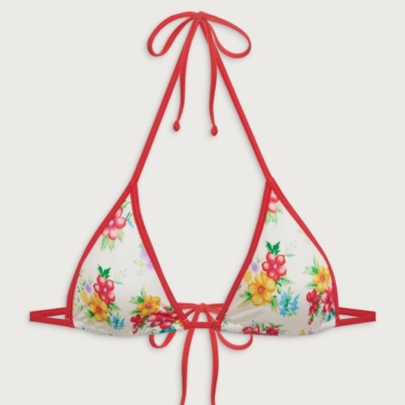 New! Frankie's Bikinis Nick Triangle Bikini Top tropical floral 1021 - Picture 7 of 8